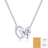 Elegant Dual Heart Moissanite Pendant Necklace in Sterling Silver, Featuring a Sparkling 8x8mm Eight V1341-ZY-VXR5QYDA-MOISSANITE-PREMIUMS925
