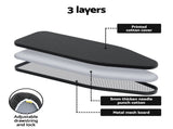 Artiss Ironing Board with Iron Rest with 3 Layers Extra Thick Cover Easy Storage IRB-STAND-REP100-BK