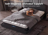 Giselle 32cm Euro Top King Single Mattress 5-Zone and Artiss Boucle Bed Frame Set MABF-0907-DARA-BK-KS