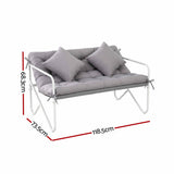 Gardeon Garden Bench 2 Seater Outdoor Bench Metal with Cushion 118cm Grey GB-TEX-CUSHION-WH