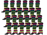 24x Womens Leg Warmers Disco Winter Knit Dance Party Crochet Legging Socks Costume - Rainbow with V563-BR-24LEGWARMS-RNBWBLK
