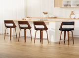 Artiss 4x Bar Stools Swivel Leather Chair 65cm BA-TW-8569-BKX4-AB