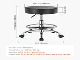 Round Rolling Stool, Leather Rolling Stool with Footrest, 360&deg Swivel Drafting Stool with Thickened V952-YDHSJSYXWKBYJZQ2WV0