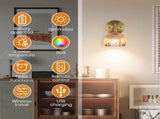 Battery Operated Wall Sconce Set of 2, Vintage Gold Amber Glass, Rechargeable LED, Remote V1263-JX-5780