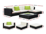 Gardeon 5-Piece Outdoor Sofa Set Wicker Couch Lounge Setting Cover FF-SOFA-BK-5PC-AB