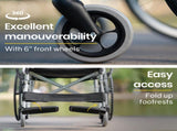 EQUIPMED 20 Inch Folding Wheelchair Lightweight Aluminium Portable with Park Brakes, Black V219-HECWLCEQB2BK