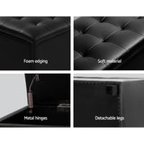 Artiss Storage Ottoman Blanket Box 97cm Leather Black OTM-L2-BK