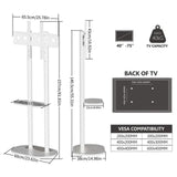 40-75" Heavy Duty Floor Tv Stand W/ Marble Shelf Adjustable Height Mount Bracket V767-U-Z1318-WT