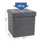 SONGMICS 38cm Folding Storage Ottoman Bench Foot Rest Stool Dark Gray V227-8498402106161