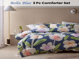 Accessorize Bella Blue Floral 3 Piece Comforter Set Double V442-HIN-COMFORTER-BELLA-BLUE-DS