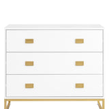 Sarantino Amara Chest of Drawers Tallboy Dresser in White Gold CHE-90L-05-WHG