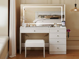 Levede Dressing Table LED Makeup Mirror Stool Set Vanity Desk 5 Storage Drawer VM1034-WH-AU