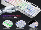 104 Keys Wireless Gaming Keyboard Mouse SetMouse Pad, RGB LED Backlit PC/Laptop White-RGB V201-W11043639