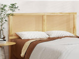 Artiss Bed Frame Double Size with Rattan Headboard Wooden Bed Base BRUNO WBED-BRUNO-RIBO-D-WD