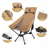 Portable High-Back Camping Chair Khaki V728-OBA1005008315454065