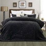 Jane Barrington Arna Charcoal 3 Pcs Channel Faux Bunny Fur Comforter Set King V442-IDC-COMFORTER-ARNA-CHARCOAL-KI