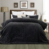 Jane Barrington Arna Charcoal 3 Pcs Channel Faux Bunny Fur Comforter Set Queen V442-IDC-COMFORTER-ARNA-CHARCOAL-QS