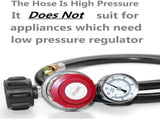 4 FT 0-30 PSI Adjustable High Pressure Propane Regulator and Hose with Gauge, Fits for Grill Burner V1258-DP02-C-281