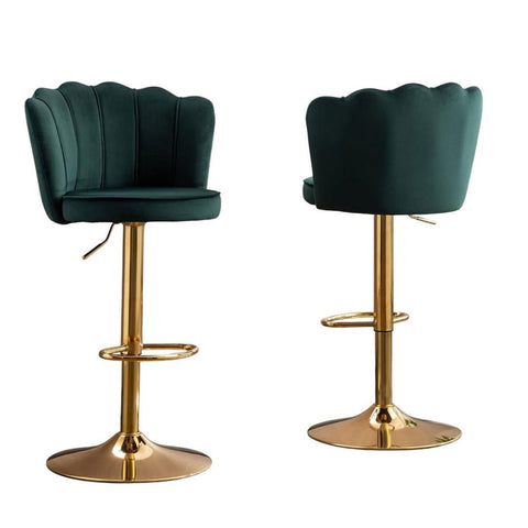 SERENIT Swivel Bar Stools Bar Height Set of 2 Adjustable Upholstered Counter Barstool Velvet Bar V255-SP2311-EGREEN
