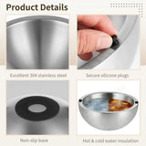 304 Stainless Steel Salad Bowl with Silicone Plug, 7.9" x 3.5" Insulated Dip Bowl for Hot or Cold V1369-AZ3-W-08795