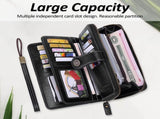 Leather Wallet Women Rfid Blocking Large Capacity, Zip Around Long Wallet - Pu Phone Clutch Purse, V1189-LWWAL-20260325-00077