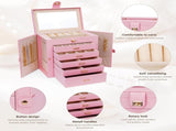 CARLA HOME 6-Layer Large Jewelry Box for Women withDrawers, Mirror, Lock, Necklace Hooks & Side V178-36227