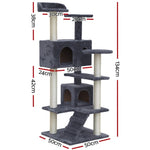 i.Pet Cat Tree 134cm Tower Scratching Post Scratcher Wood Condo House Bed Grey PET-CAT-801F-GR