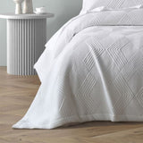 Bianca Cassiano White Polyester Jacquard Coverlet Set Single/Double V442-BCA-COVERLETS-CASSIANO-WHITE-DS