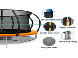 14ft Trampoline Everfit Kids Trampoline Rebounder w/ Ladder Basketball Hoop Orange TRAMPO-C-C14-OR-ABC