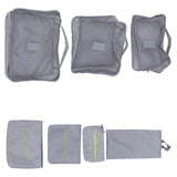 7Pcs Suitcase Organizer Bags Set in Grey with Smooth Zipper for Travel V1366-AZ2-W-19186