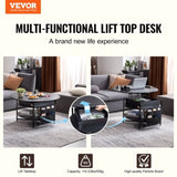 Lift Top Coffee Table 35.3" Round Coffee Table for Living Room Black V952-KFZ35YXWYBKFA7BWYV9