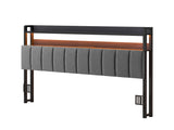 Artiss Queen Headboard Charging Station Storage LED Light Grey Upholstered BED-HEAD-ZAK-Q-BK