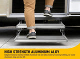 Heavy Duty Double Aluminium Caravan Step Anti-Slip RV Entry Step, Stable 2-Tier Camping Step, V1181-AT003-SL
