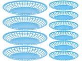 12Pcs Blue Plastic Food Baskets Reusable Snack Containers for Family Picnic and Party Storage V1369-AZ3-W-12199