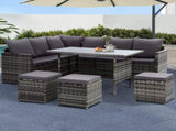 Gardeon Outdoor Furniture Dining Setting Sofa Set Lounge Wicker 9 Seater Mixed Grey ODF-SDBOSS-3OTM-GE