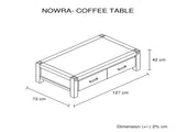 Coffee Table Solid Acacia Wood & Veneer 1 Drawers Storage Chocolate Colour V43-CT-NOW-CH