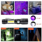 7 Modes Waterproof Rechargeable UV Light Flashlight Torch for Camping V178-58540