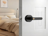 Privacy Door Lever Handle with Key, Heavy Duty Interior Door Lock, Round Design, 4 Pack, Matte Black V1181-HI016-4-BK
