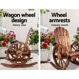 Gardeon Wagon Wheels Rocking Chair - Brown ODF-WAGON-ROCK-CC