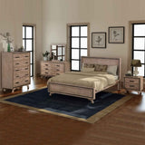 5 Pieces Bedroom Suite King Size Silver Brush in Acacia Wood Construction Bed, Bedside Table, V43-BDS-SSH-5PC-K