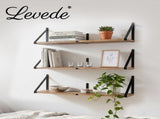 Levede Floating Wall Shelves 3Pcs Rustic Wooden Storage Display Bookshelf Rack WS1014-NT-3PC-AU