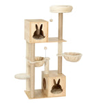 i.Pet Cat Tree 141cm Tower Scratching Post Scratcher Wood Bed Condo Toys House Ladder PET-CAT-WOOD02-BE