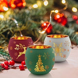 candle holders, electroplated candle holders, engraved candle holders, translucent candle holders, V1106-115-55353-CHR-CHRISTMAS1-6PCS