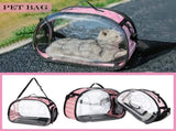 Blue Foldable Breathable Pet Carrier with Panoramic Window & Strap - EVA & Lychee Leather Crossbody V888-ELOSUNG45410