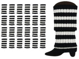 24x Womens Leg Warmers Disco Winter Knit Dance Party Crochet Legging Socks Costume - Black/White V563-BR-24LEGWARMS-BLKWHTSTR