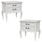 Alice 2pc Set Bedside 2 Drawers Storage Cabinet Side End Table Distressed White V315-VHNB-FLEU-03-2PC-KIT