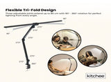 Kitchee Tri-Fold LED Desk Lamp with Clamp - Swinging Arm Eye-Care Dimmable Light V238-SUPDZ-41418088710224