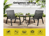 Gardeon 3PC Outdoor Bistro Set Table and Chairs Stackable Patio Furniture Black FF-STA-AL80-BK