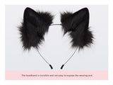 Black and white Halloween Furry Fox Costume Set - Plush Mask, Ears Headband, Tail, and Paws for V888-ELOSUNG34295