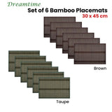 Set of 6 Dreamtime Bamboo Table Placemats 30 x 45cm Brown V442-JTC-PLACEMAT-BAMBOOBR1BR-BROWN -RE